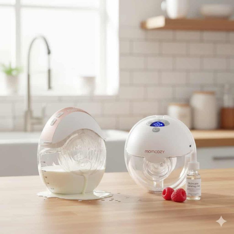 Momcozy breast pump and Amazon's budget Hakoao breast pump - the hakoaoa is leaking in the picture